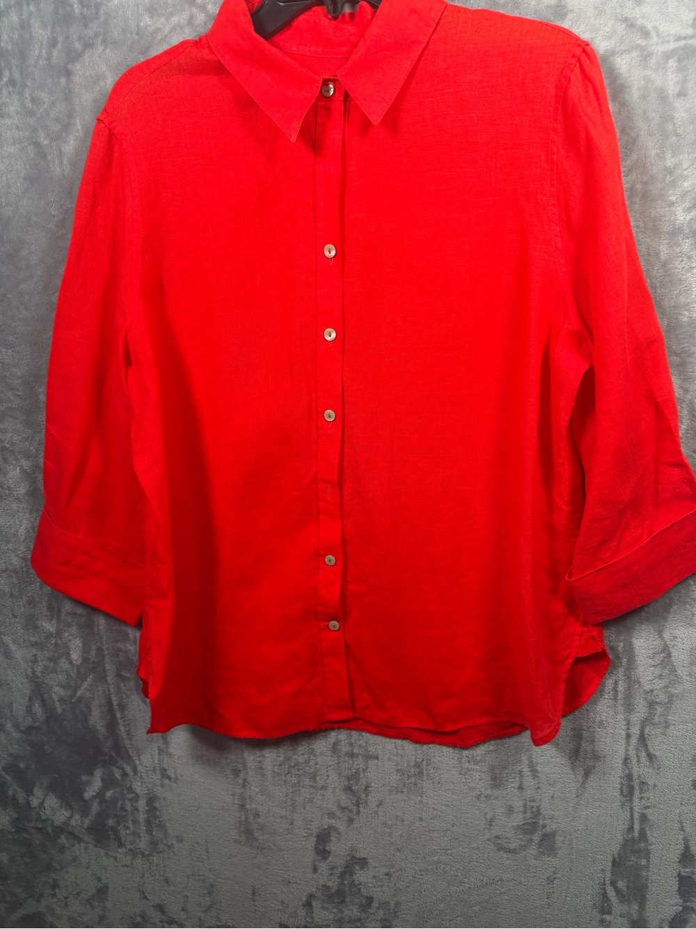 Chico's Bold Red Button-Down Collared Women's Shirt